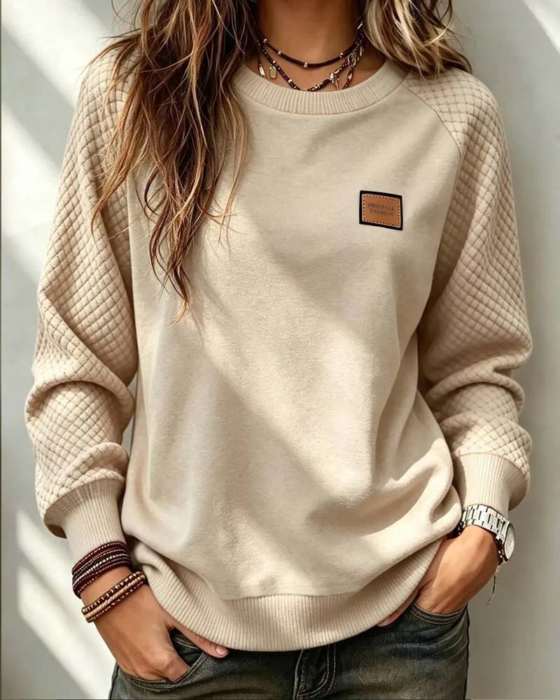 Pull en sweat à col rond avec manches raglan en argyle