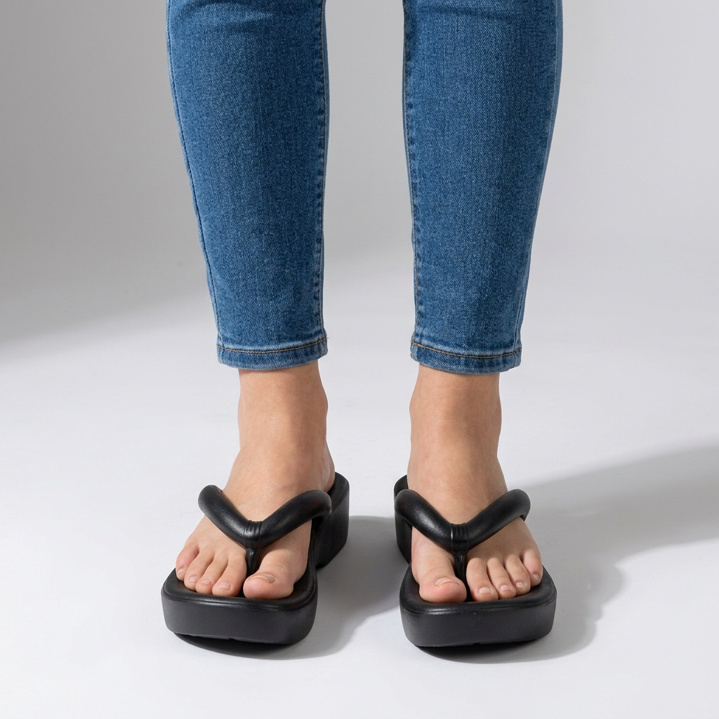 Etheal | Tongs confortables avec semelle compensée
