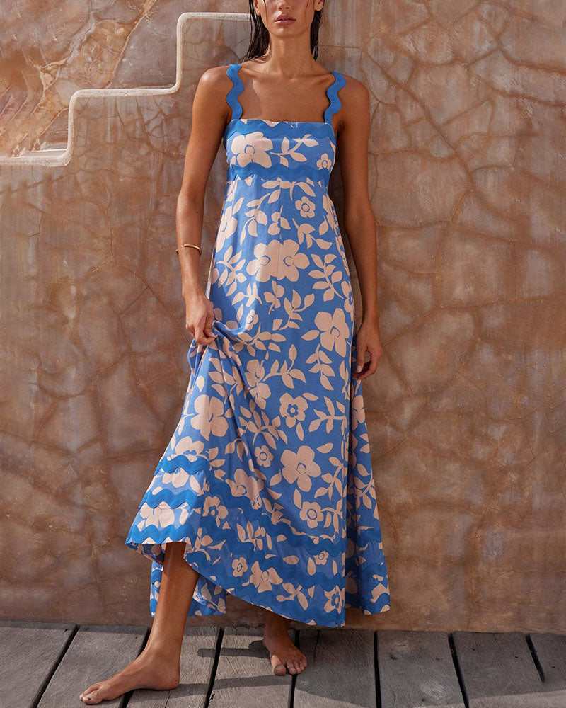Robe Longue À Bretelles Avec Motif Floral Pour Femme | Idéale Pour L’été