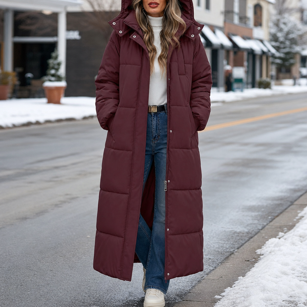 Elise | Manteau d'hiver long et élégant pour femmes avec capuche