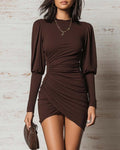 Robe Plissée Bodycon Manche Longue