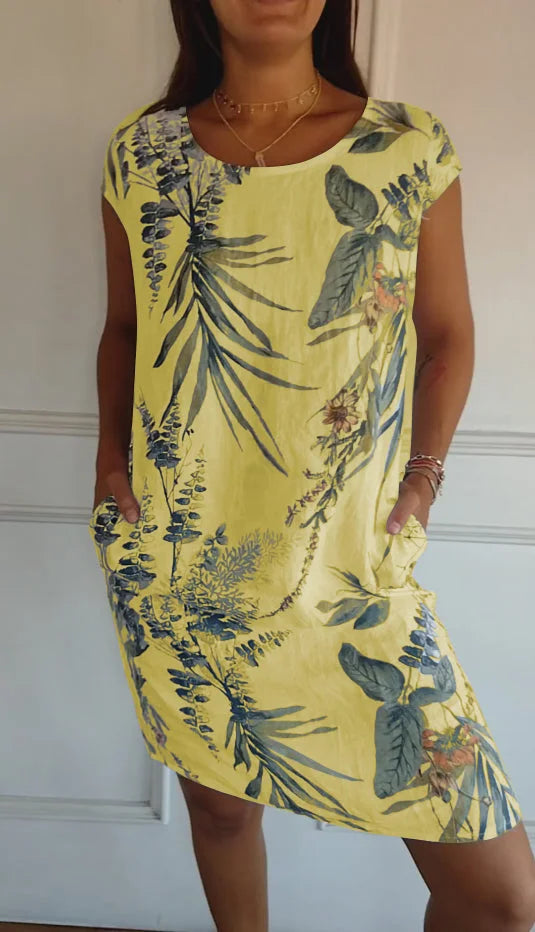Robe d'été pour femmes avec poches et imprimé vif