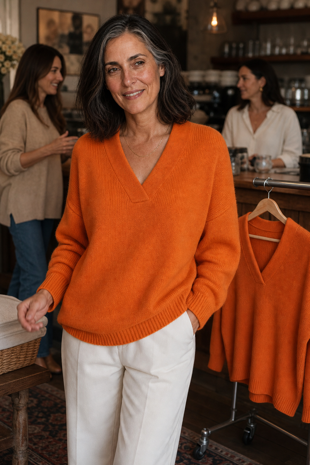 Elisa | Pull en maille côtelée moderne et léger avec décolleté en V