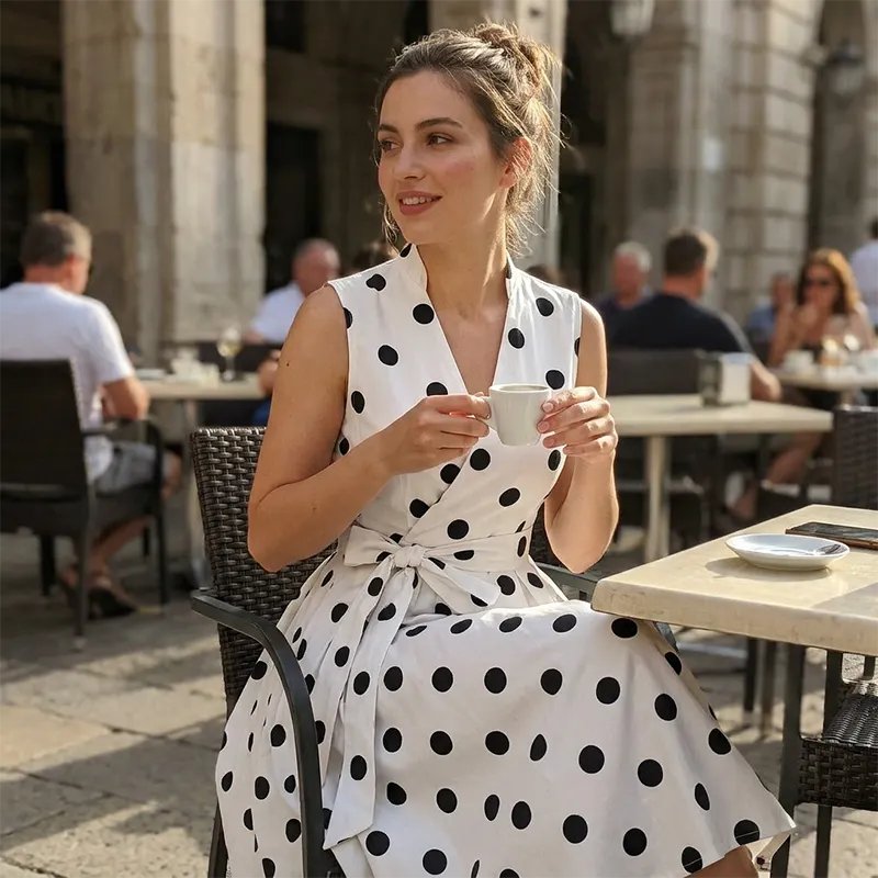 Gloury | Robe midi féminine sans manches avec ceinture à la taille