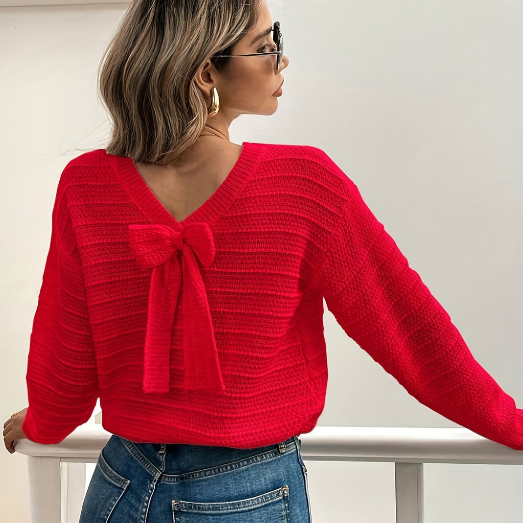 Kerstin | Pull en tricot féminin et confortable avec détail en nœud