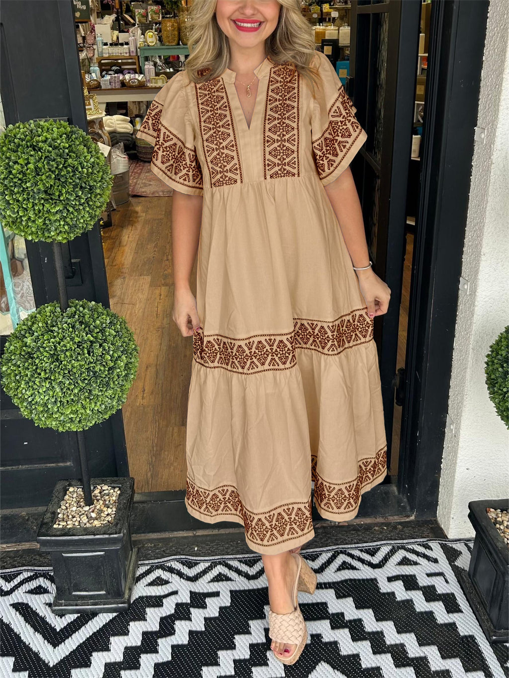 Alice | Robe Midi Boho à Col V pour Femmes d'Été