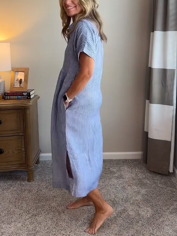 Gwen™ - Robe chemise rayée