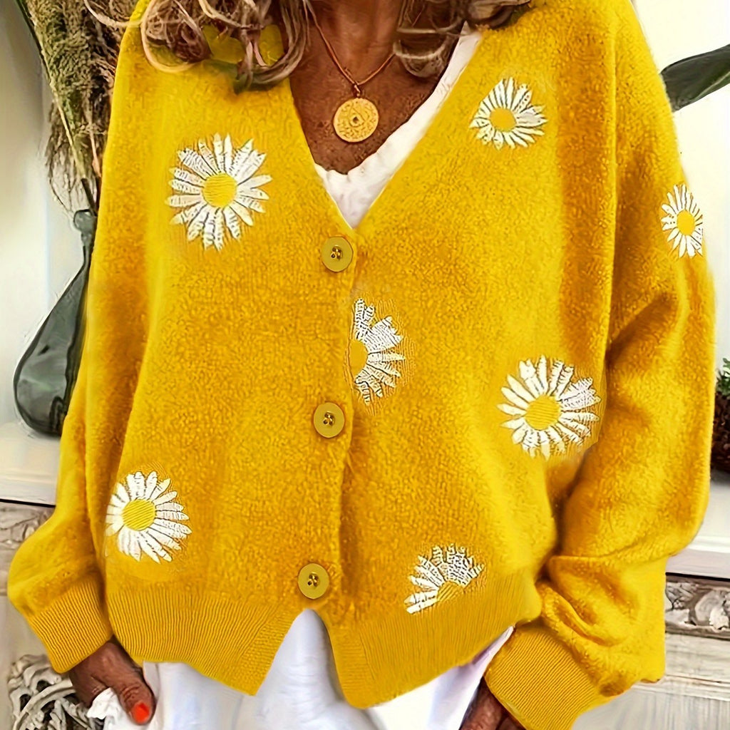 Brigitte - Gilet Élégant à Fleurs avec Boutons
