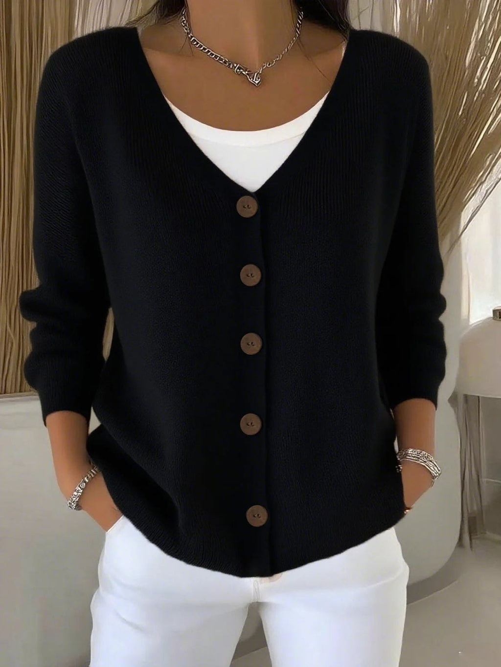 Rachel - Gilet Élégant Tricoté avec Boutons
