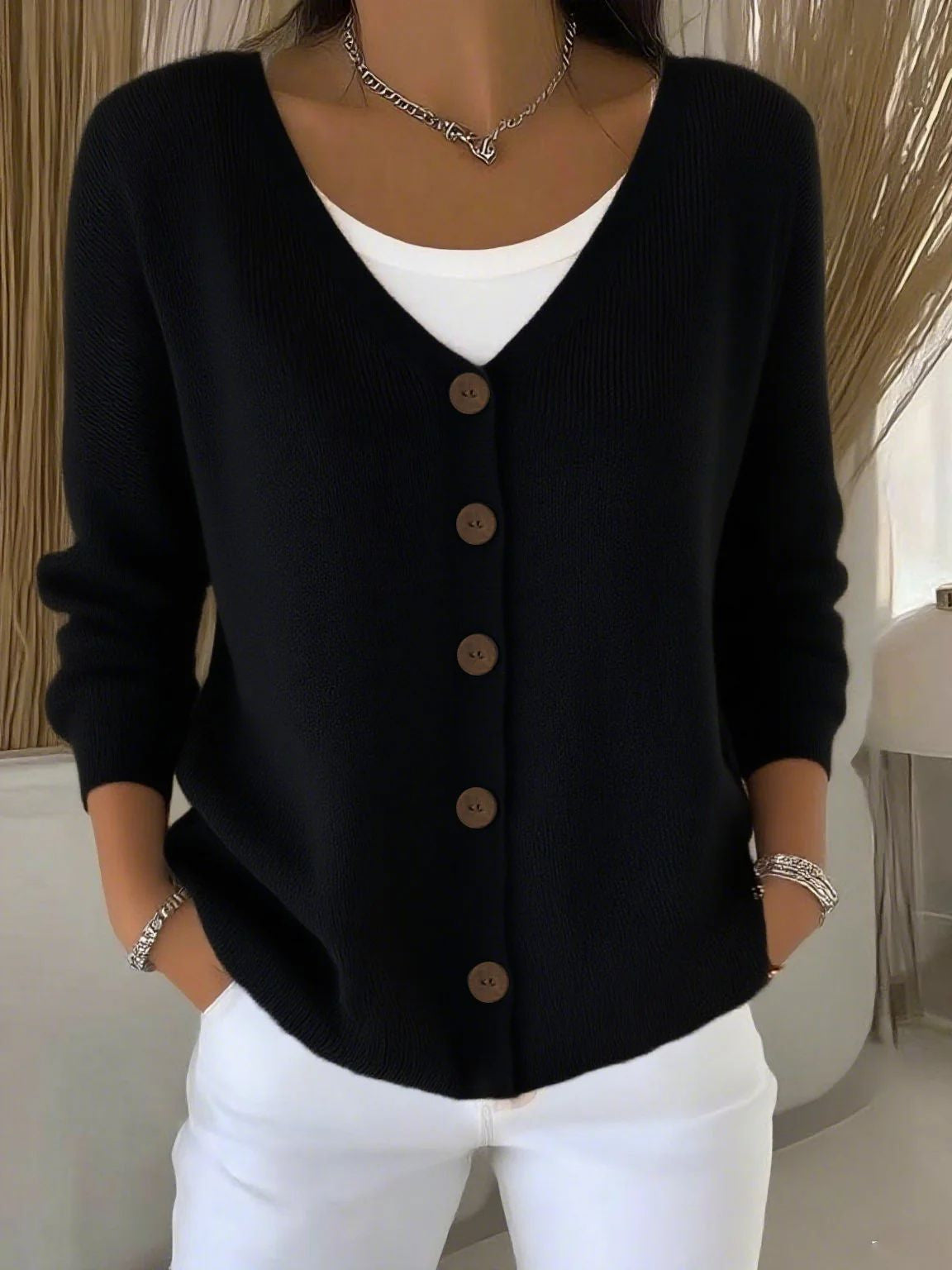 Rachel - Gilet Élégant Tricoté avec Boutons