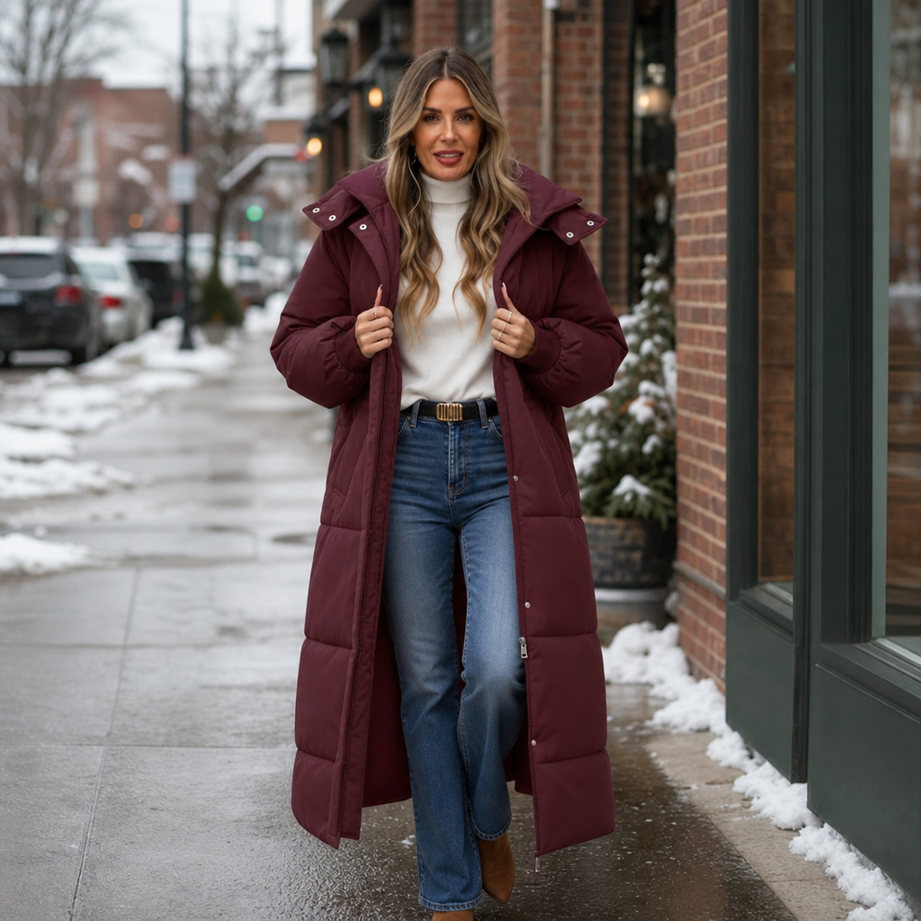 Elise | Manteau d'hiver long et élégant pour femmes avec capuche