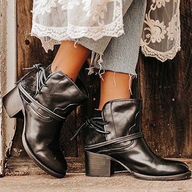 Harlow | Bottines Western pour Femme à Talon Bloc et Lacets
