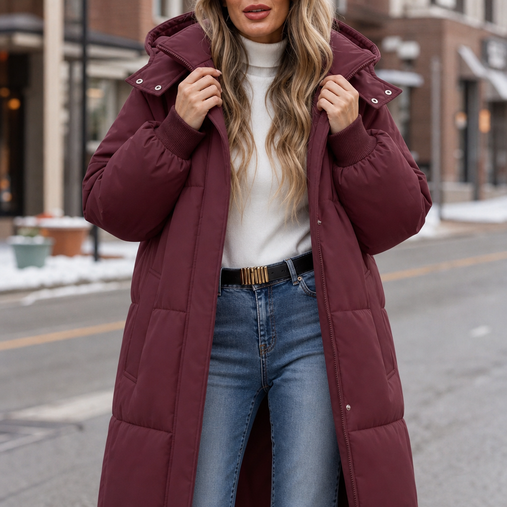 Elise | Manteau d'hiver long et élégant pour femmes avec capuche