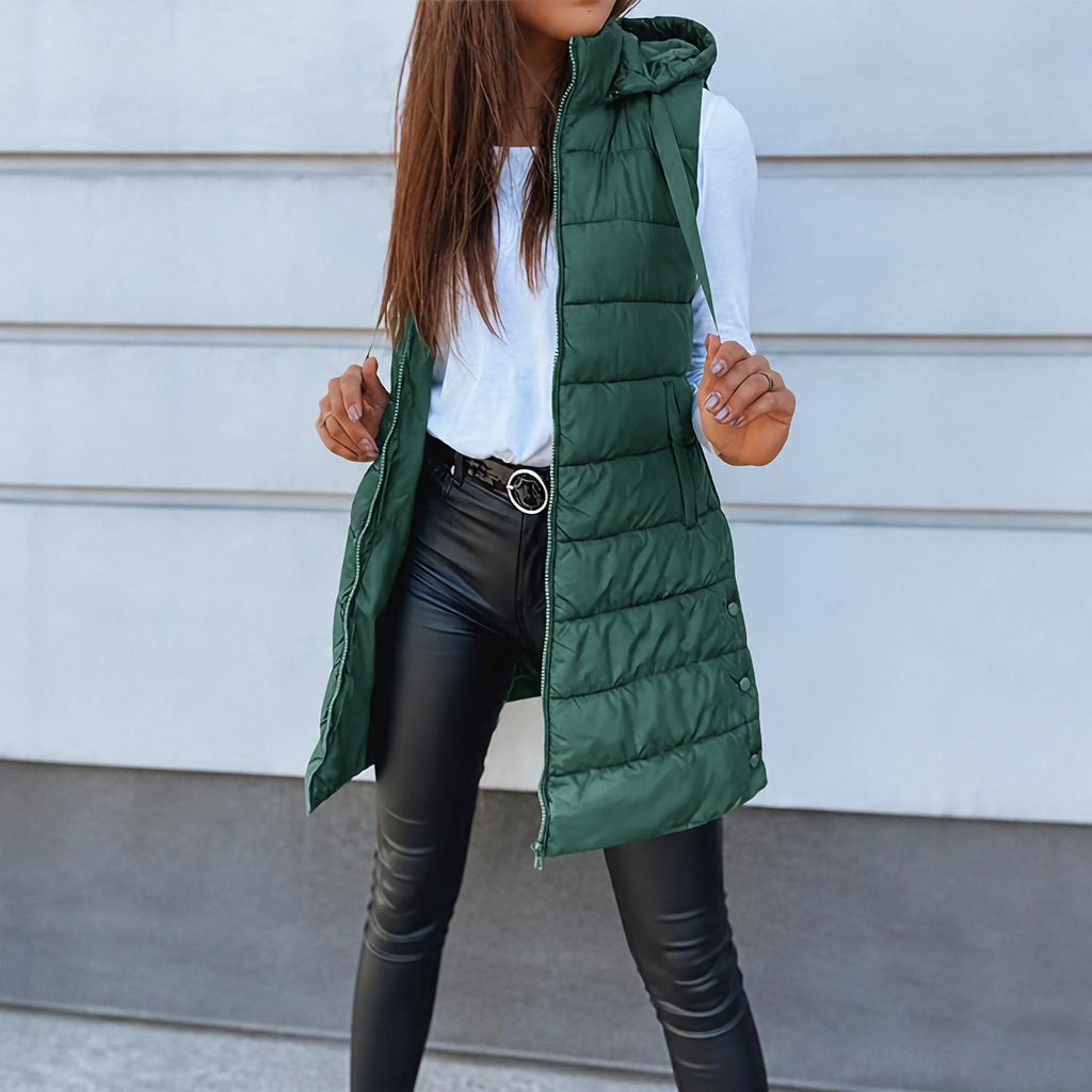 Amelie | Gilet Puffer Long Élégant et Polyvalent pour Femmes