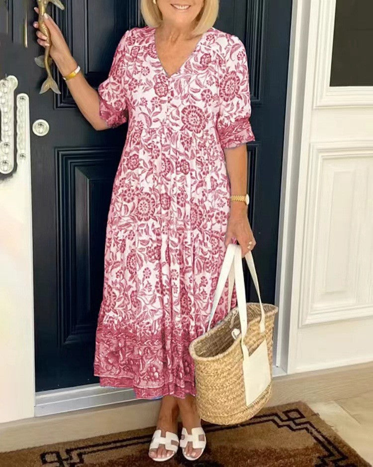 Tallis | Robe Fleurie V-Neck Élégante