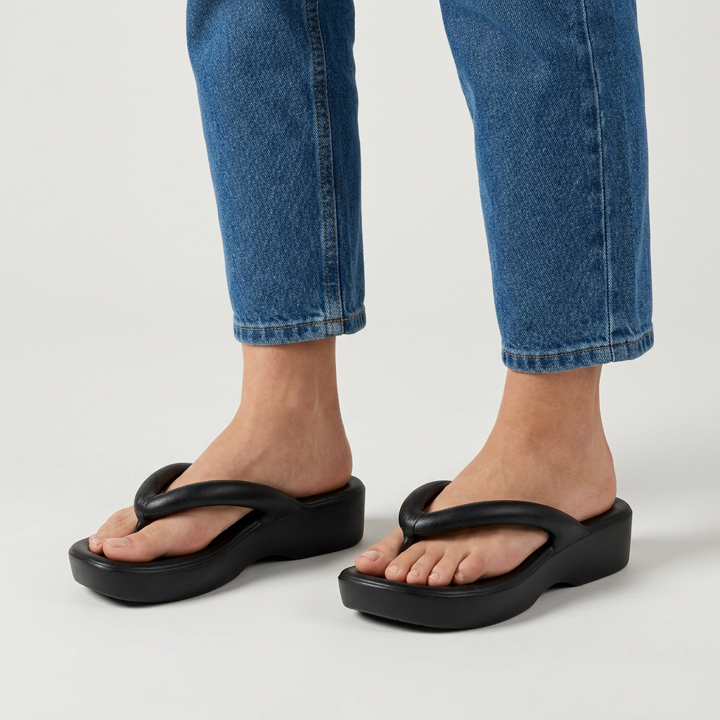 Etheal | Tongs confortables avec semelle compensée