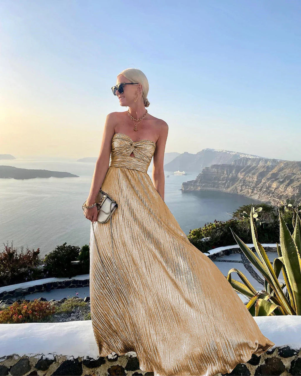 Ane | Robe maxi sans bretelles pour femmes avec décolleté