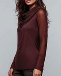 Blouse Col Mock Unie Décontractée