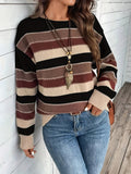 Pull femme rayé en maille à col rond