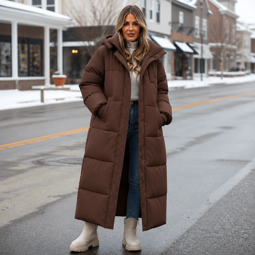 Elise | Manteau d'hiver long et élégant pour femmes avec capuche