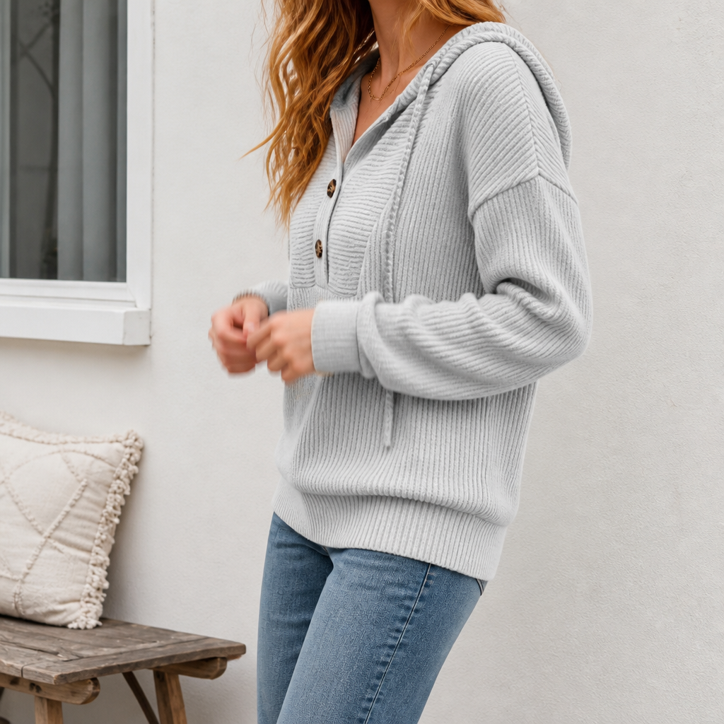 Sofia | Pull en tricot confortable et polyvalent avec capuche
