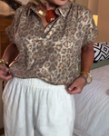 Blouse Décontractée Imprimé Léopard