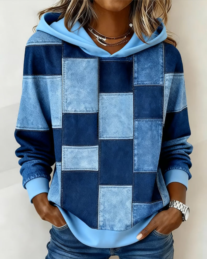 Hoodie à carreaux à manches longues