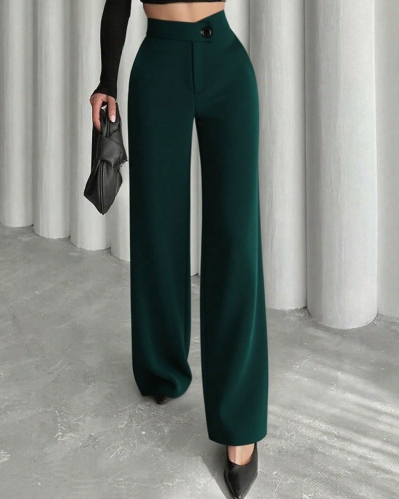 Pantalons de Costume Drapés Taille Haute