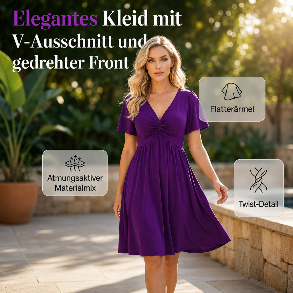 Kesalia | Robe midi fluide avec devant torsadé