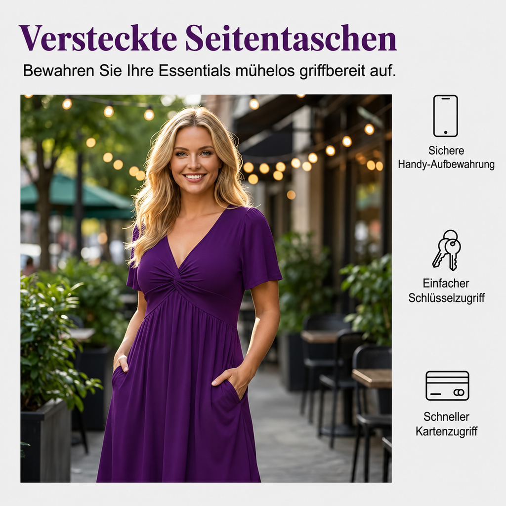 Kesalia | Robe midi fluide avec devant torsadé