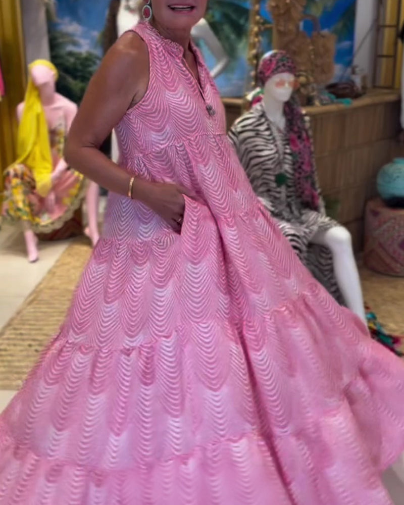 Robe Sans Manches Col V Nuque Étagée