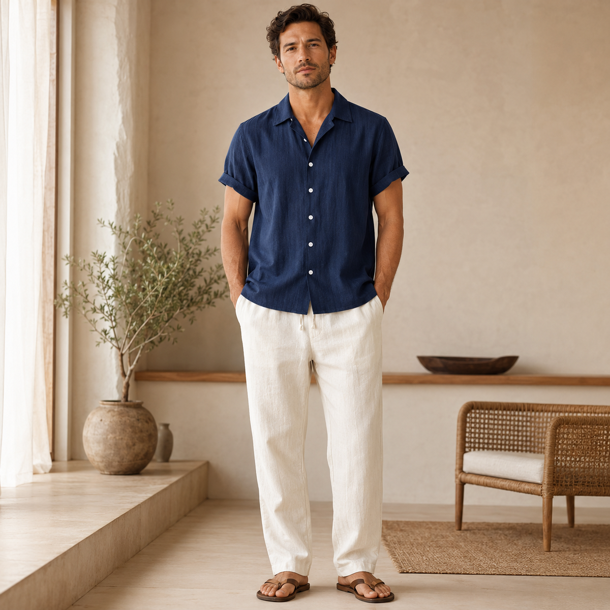 Ensemble Oversized pour Hommes – Pantalon Ample et Chemise pour Usage Décontracté