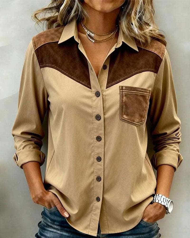 Chemise Assemblage Col Revers Manche Longue