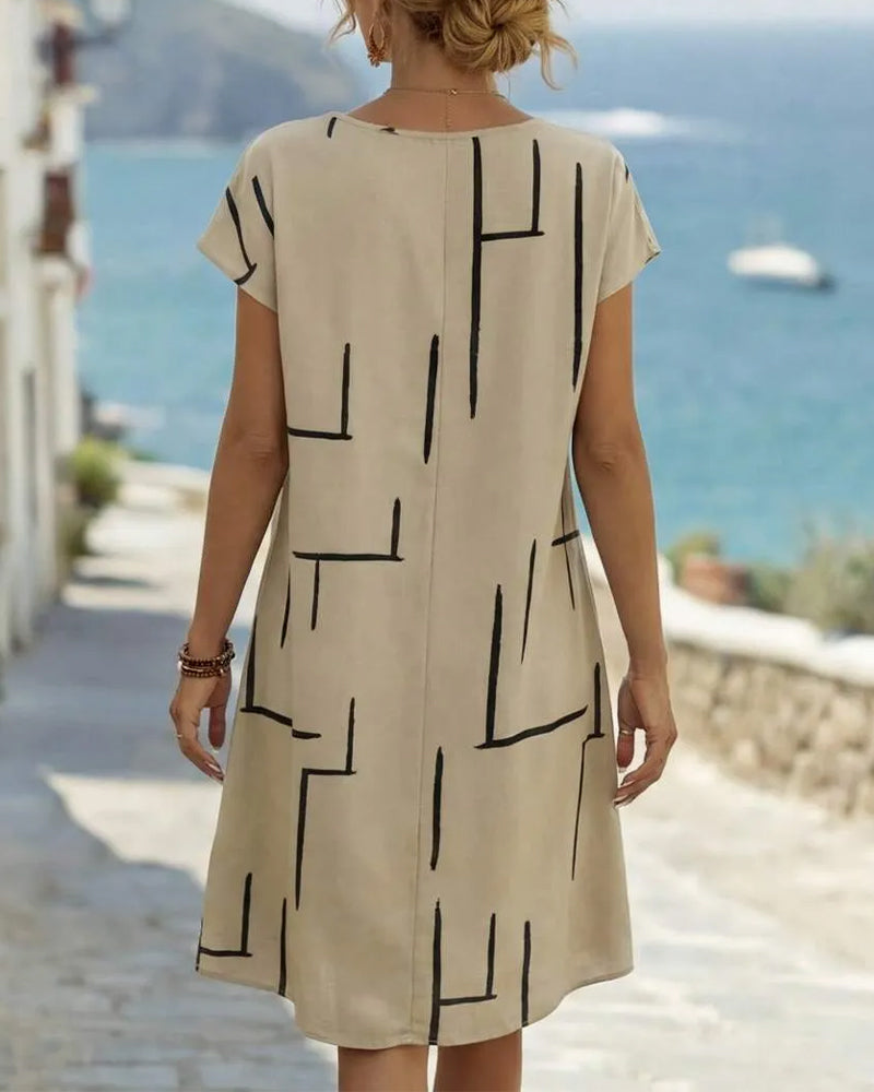 Rosavelle | Robe d'été confortable avec imprimé linéaire abstrait
