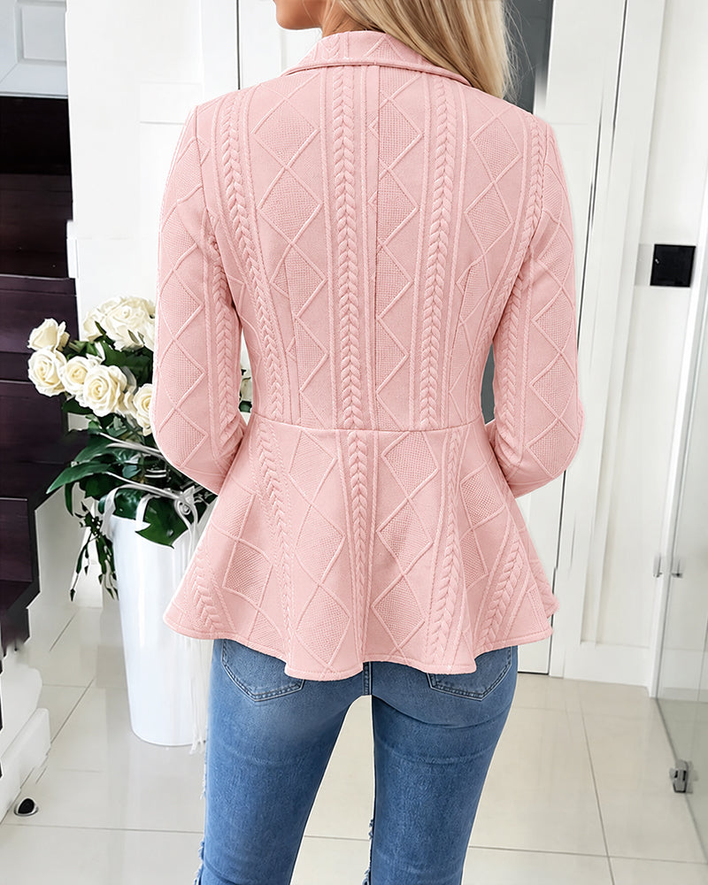 Cardigan femme texturé à col rabattu et boutons dorés