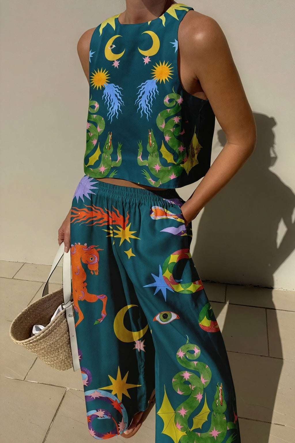 Ensemble Top Court et Pantalon Large pour Femmes