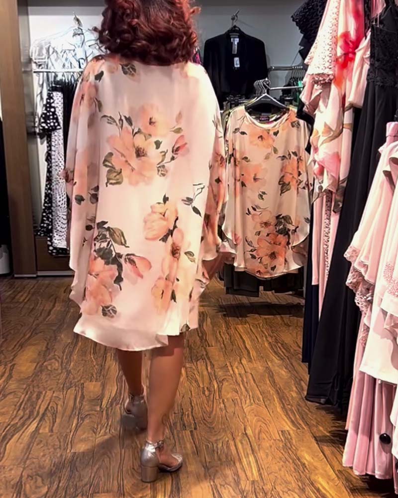 Robe à Manches Chauve-Souris Imprimée