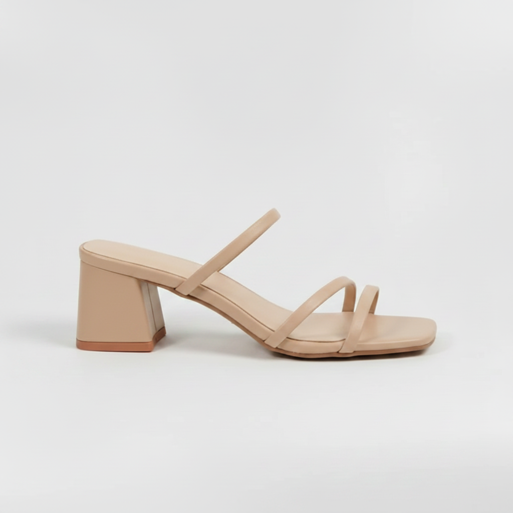 Sandales à Talon Carré pour Femme Chaussures à Brides et Bout Carré