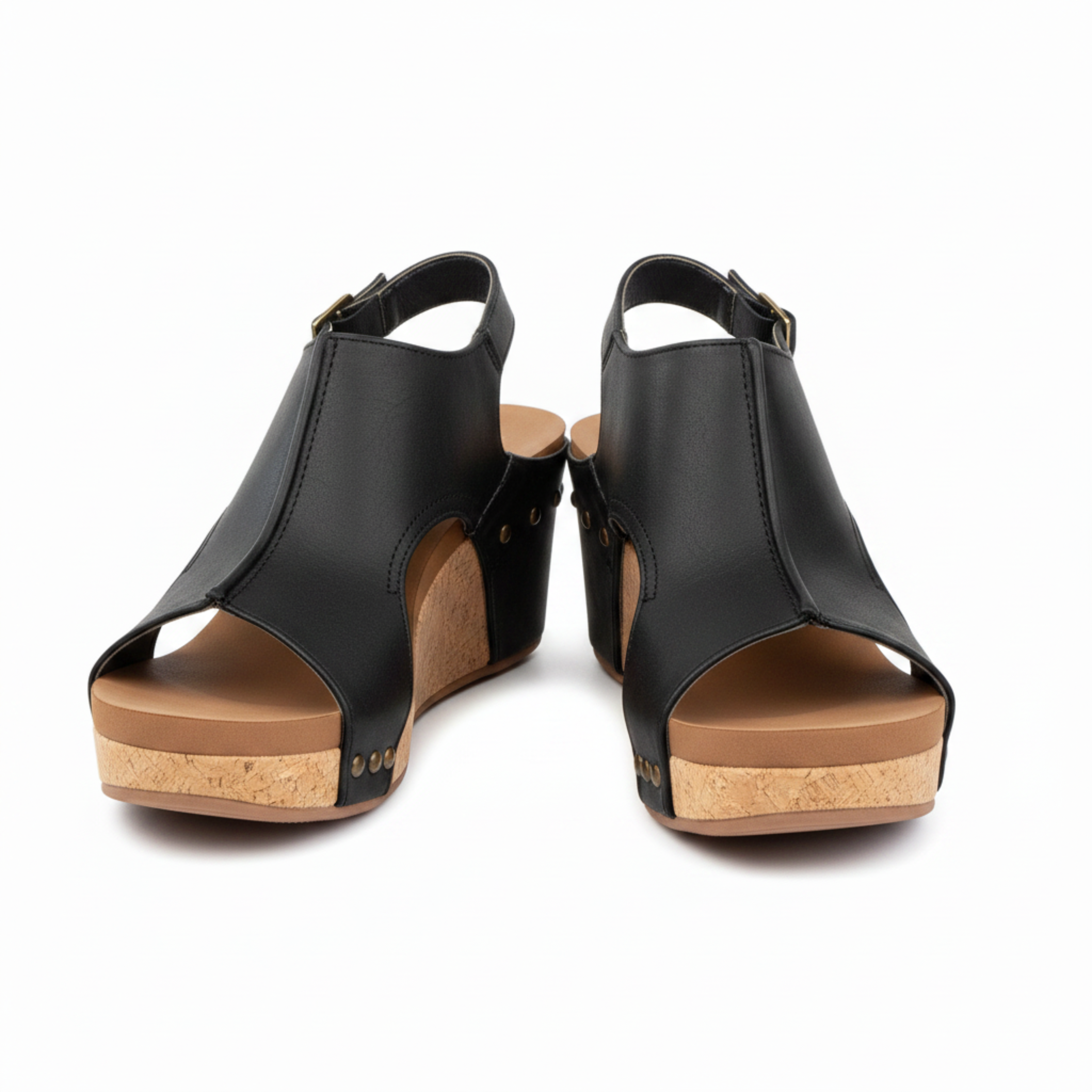 Sandales à Plateforme pour Femme Chaussures Compensées à Bout Ouvert Effet Liège