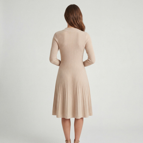 Robe en maille douce à manches longues pour femme | Midi