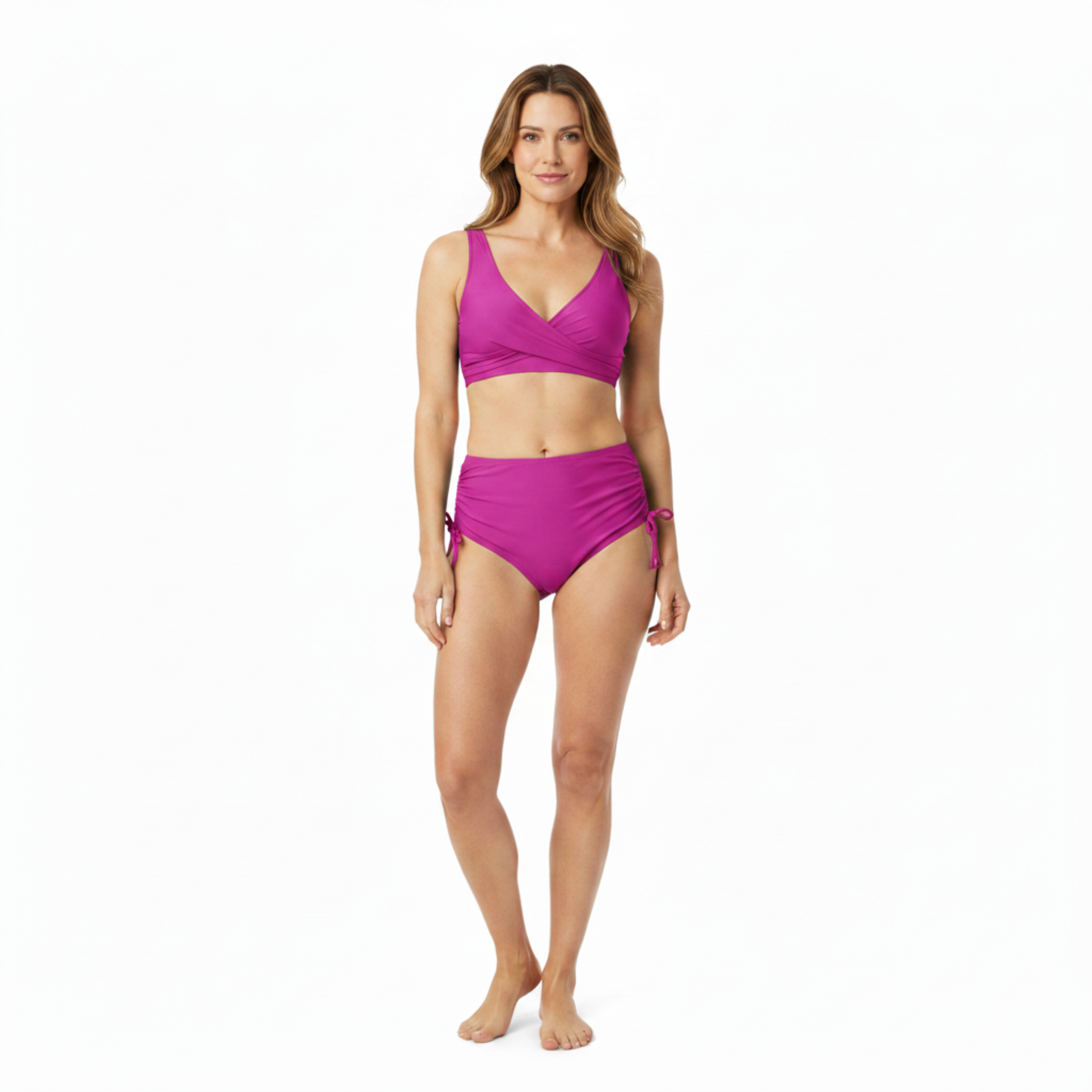 Ensemble maillot de bain deux pièces avec haut croisé et culotte de bain à nœuds