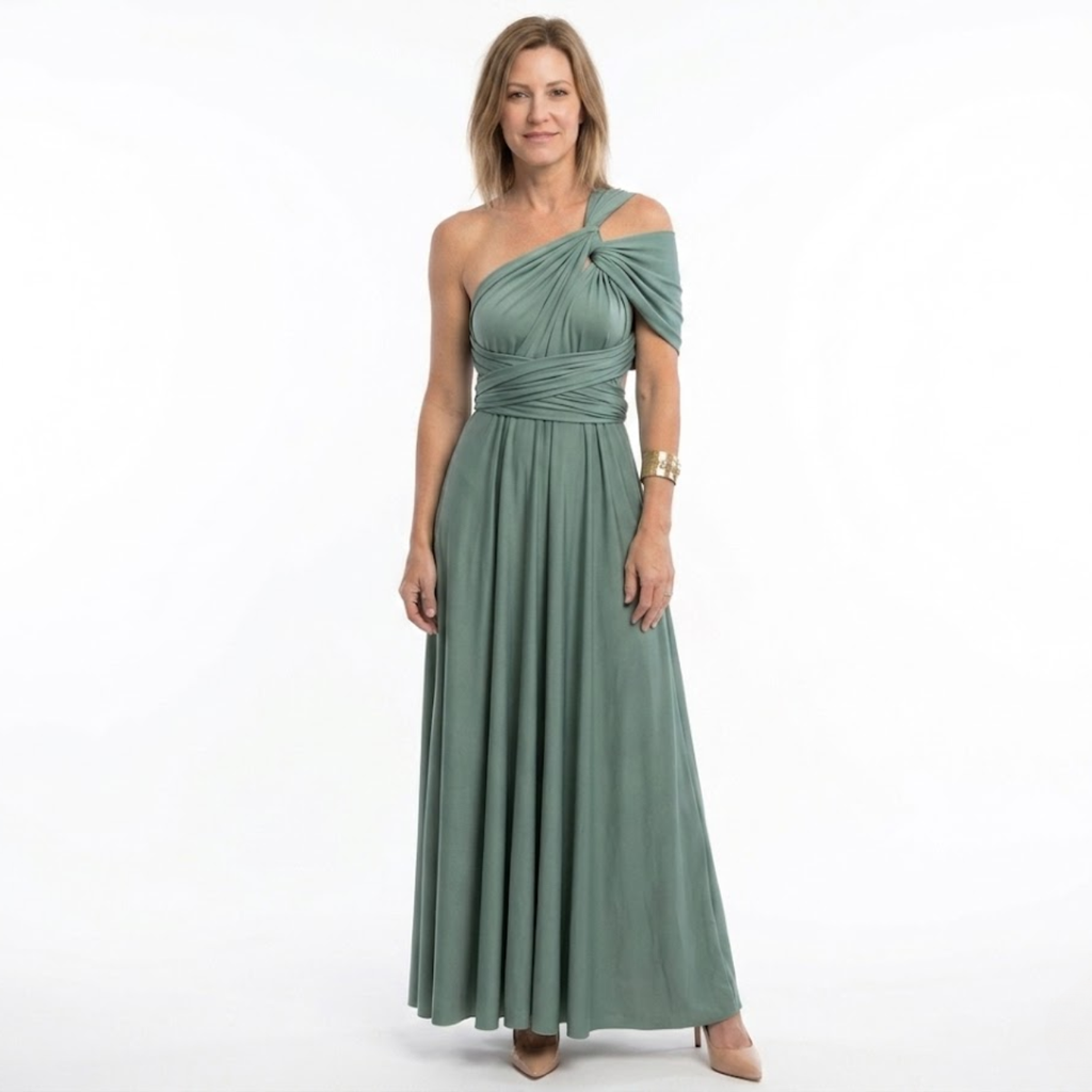 Robe Maxi Convertible Infinity avec Bretelles Multi-Positions et Jupe Fluide