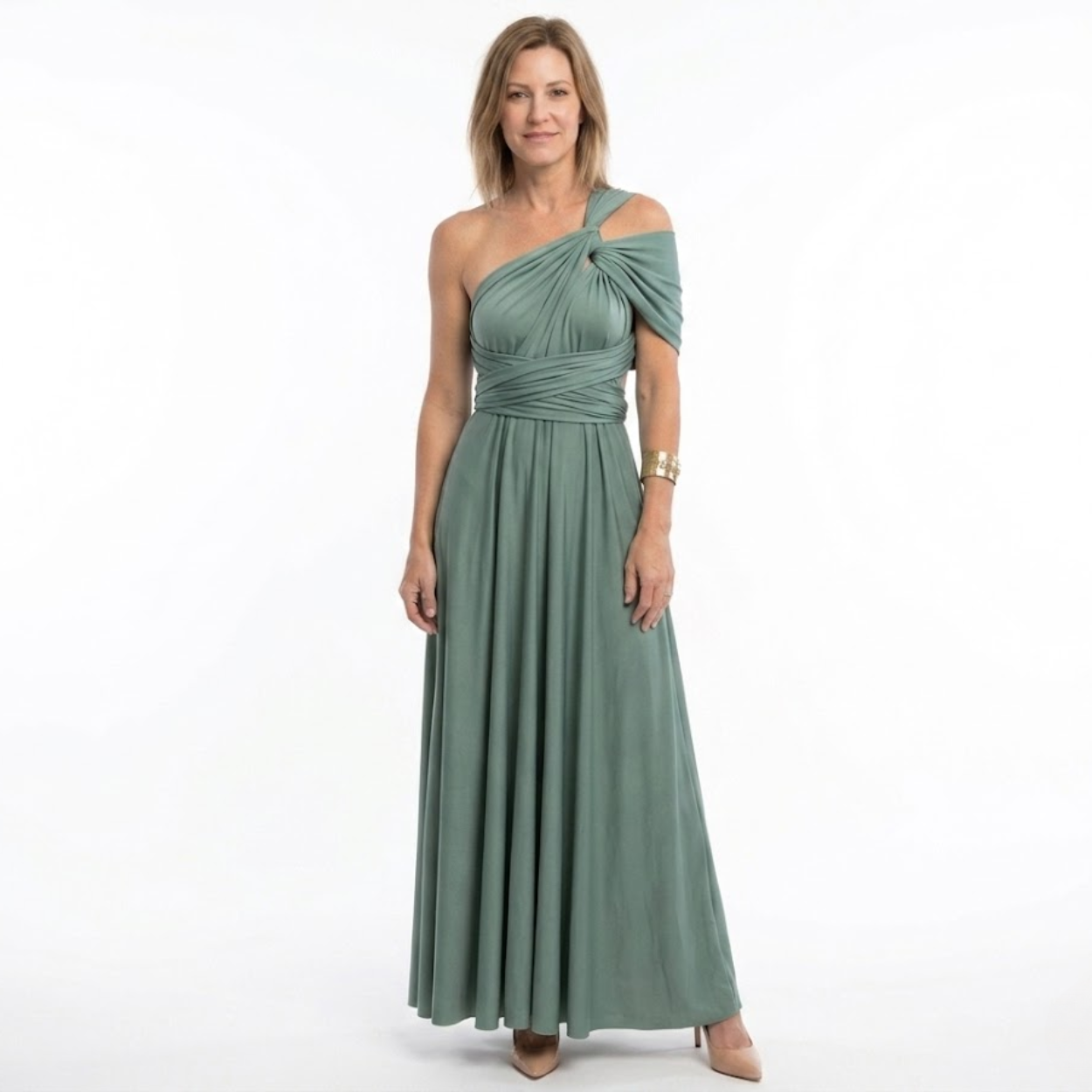 Robe Maxi Convertible Infinity avec Bretelles Multi-Positions et Jupe Fluide