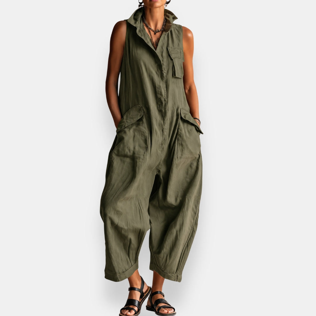 Combinaison femme sans manches oversize avec poches utilitaires