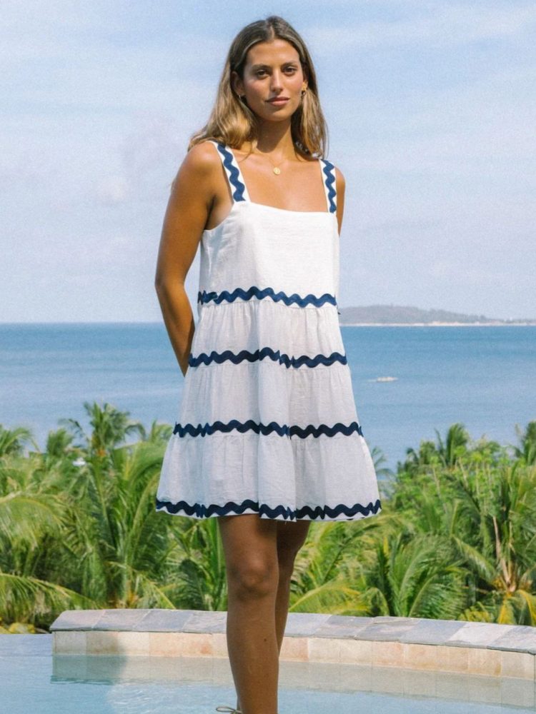 Robe d'Été Mini Femme | Col Carré à Volants