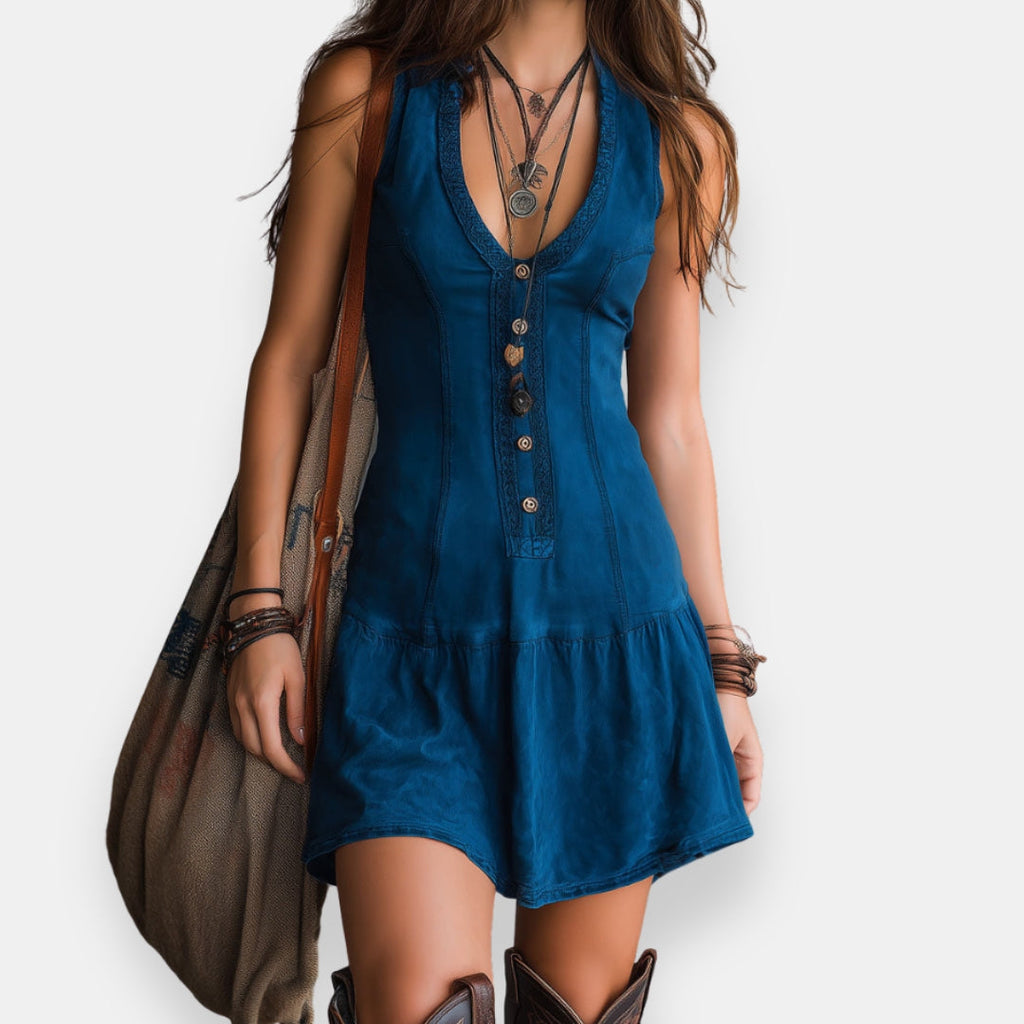 Lunetta | Robe Mini Boho avec Boutonnage