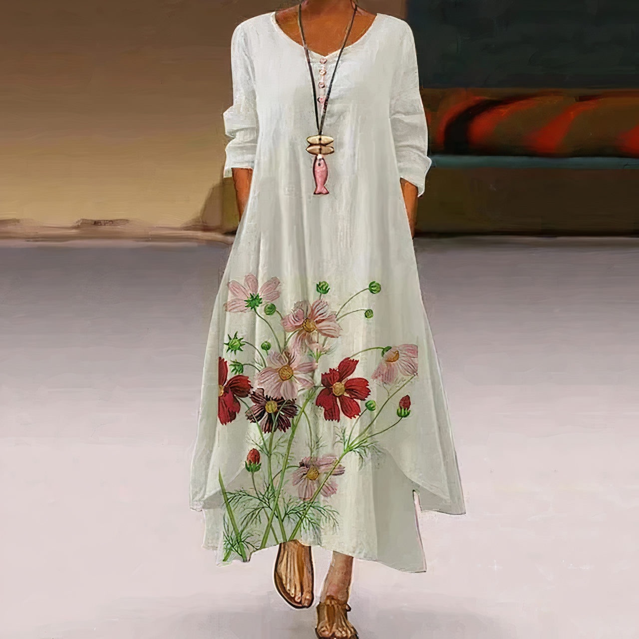 Flora | Robe Maxi Longue à Imprimé Floral pour Femmes