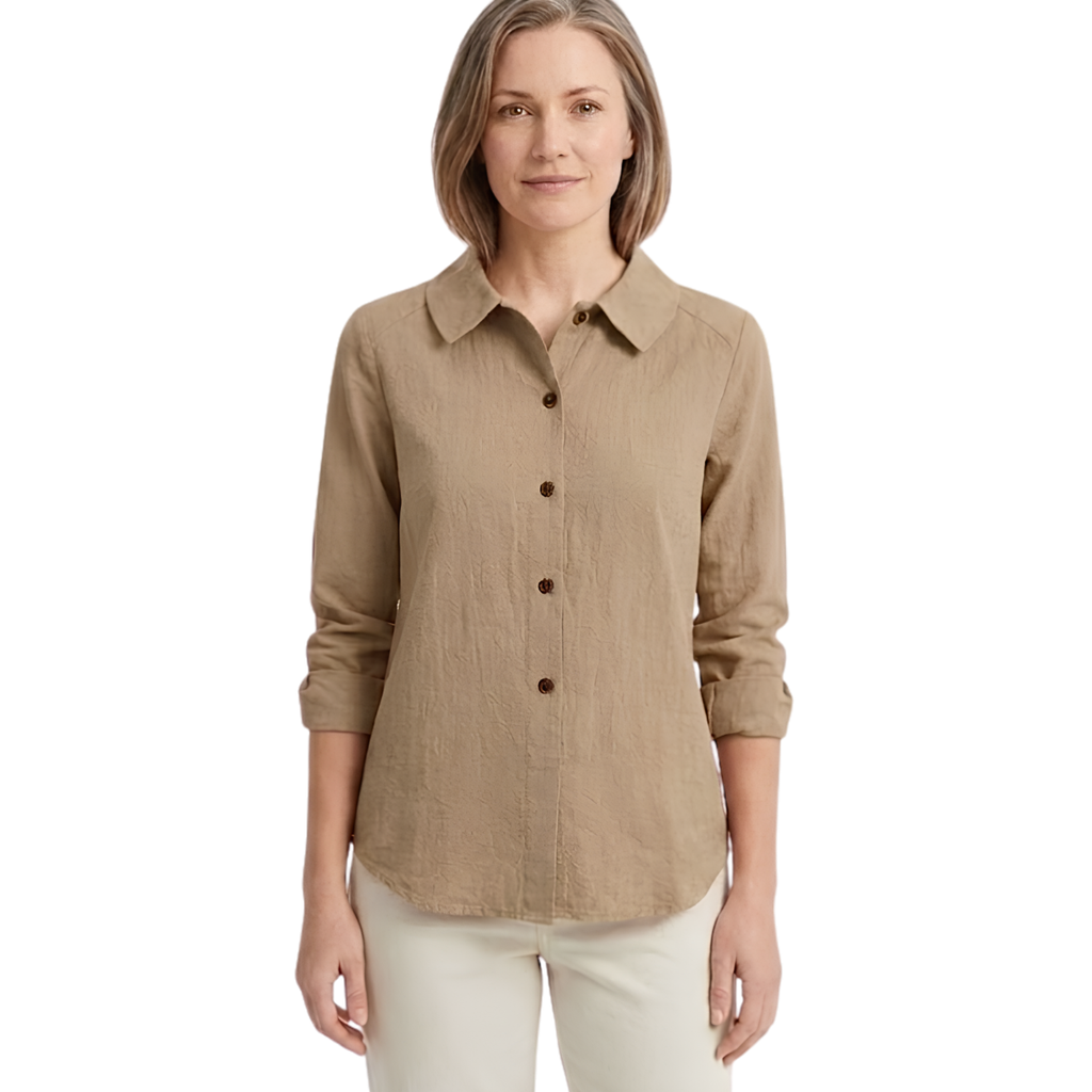 Surchemise Femme Coupe Oversize avec Boutons Contrastés et Manches Retroussables
