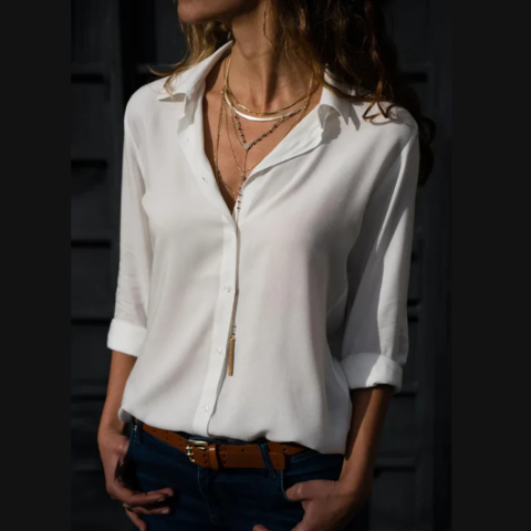 Chemise légère à boutons pour femme | Col