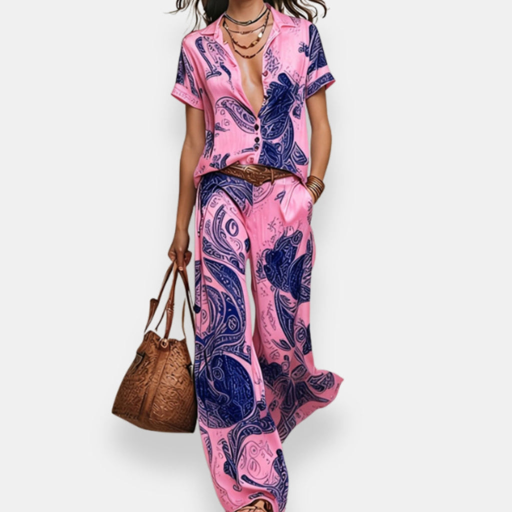 Azarie | Ensemble léger imprimé avec pantalon ample